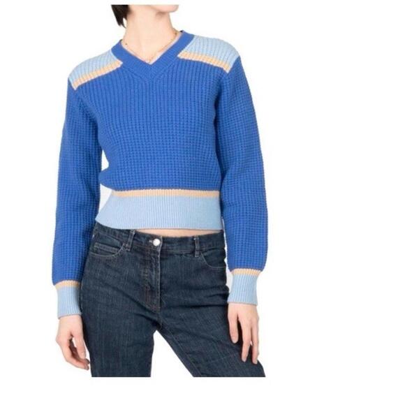 Uniqlo Sweaters - Marni x Uniqlo Popcorn Knit V-Neck Sweater Blue Women Sz Med Preppy